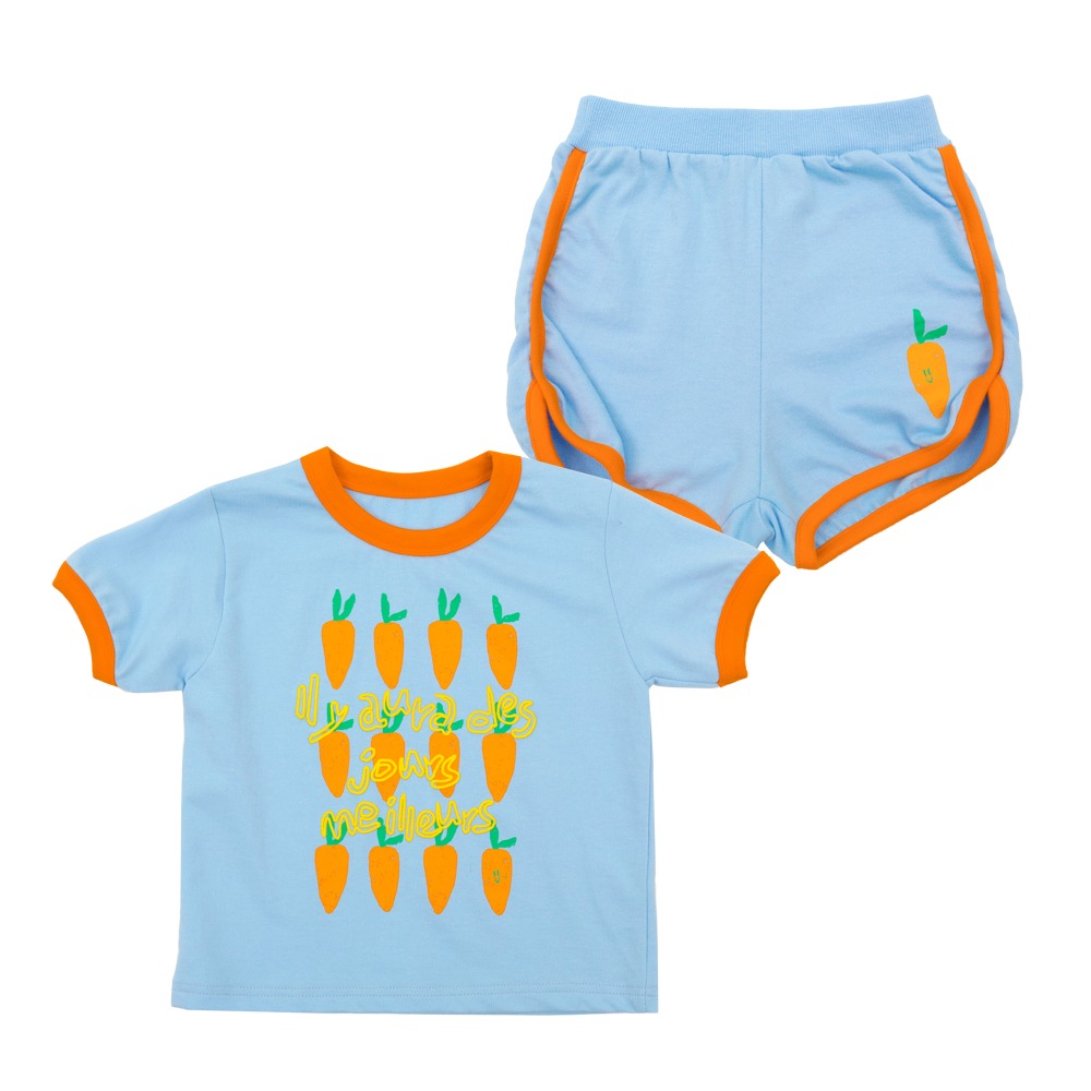 [바로배송] Carrot sky blue tee + shorts set up