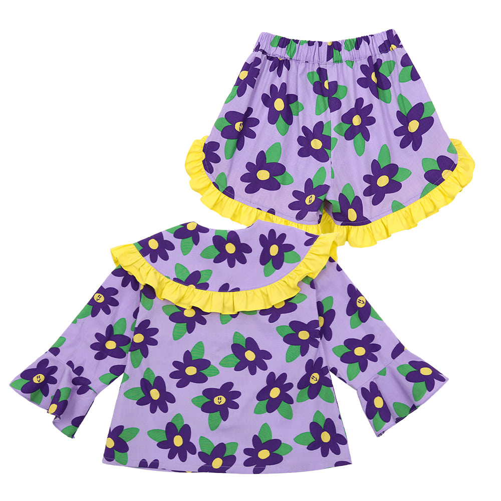 [프리오더 20% 할인율 적용 98,000→78,400] BE purple flowers jacket + shorts set